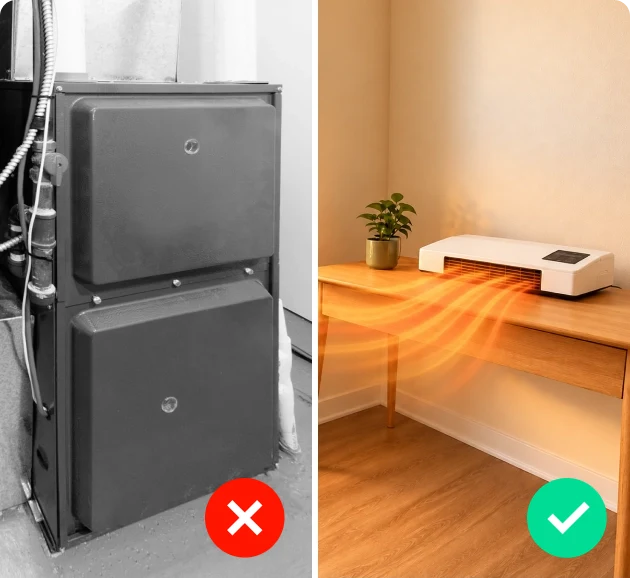 Heats up any room in minutes